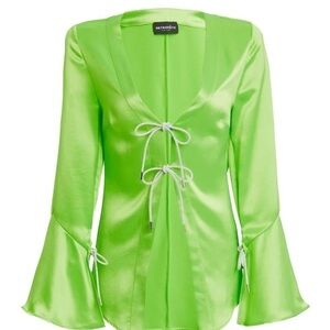 Retrofête Lime Green Satin Blouse NWT